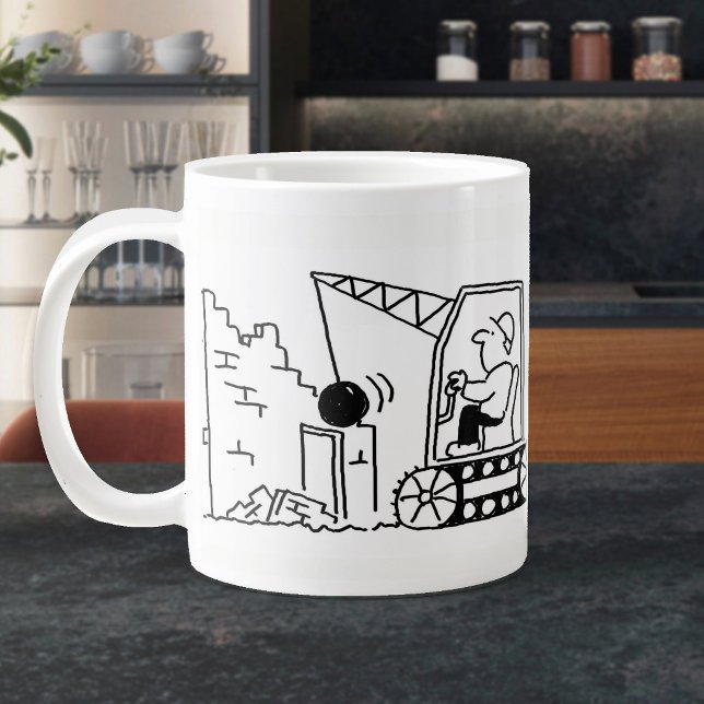 Demolition Contractor Cartoon Large Coffee Mug (Demolition contractor coffee mug)