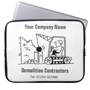 Demolition Contractors Cartoon Computer Sleeve