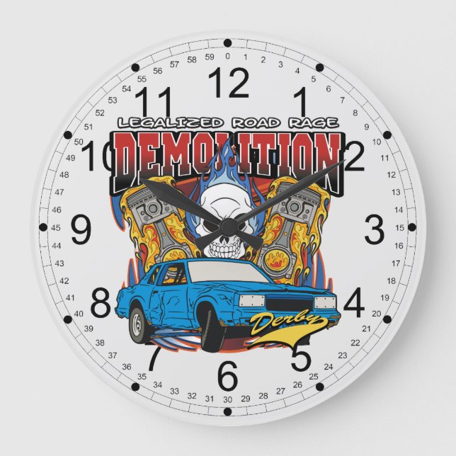 Demolition Derby Large Clock (Front)