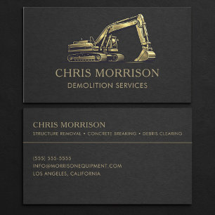 Demolition Services Excavator Professional Business Card