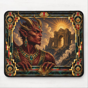 Demon, Art Deco Mythical Mouse Pad