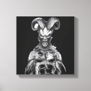 Demon drawing on black  Canvas Print