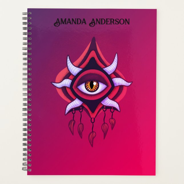 Demon Eye - Whimsigoth Horror Art in Pink Planner (Front)