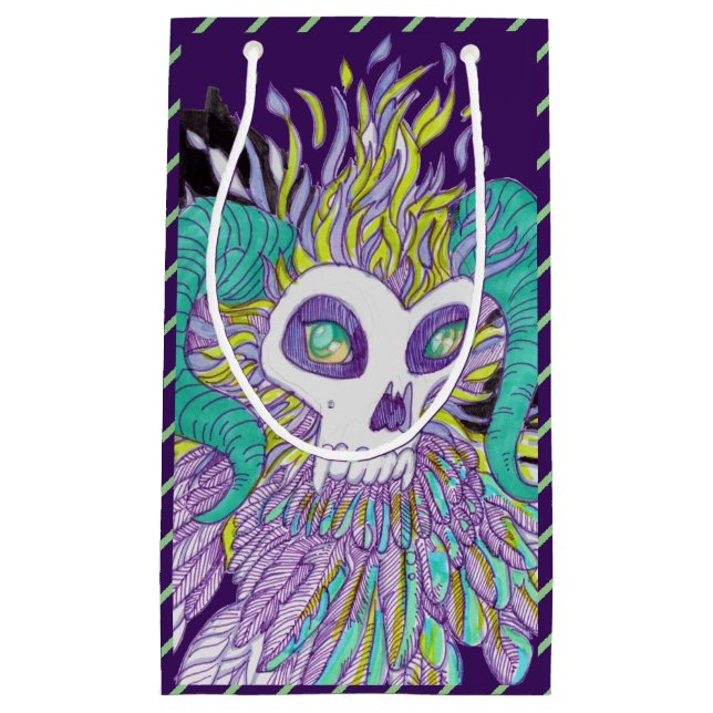Demon Feathers Spooky Monster Small Gift Bag (Front)