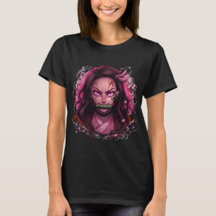 Demon Girl Anime Pink Glow Eyes Dark Aesthetic Man T-Shirt