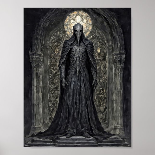 Demon knight in a gothic church poster (Front)