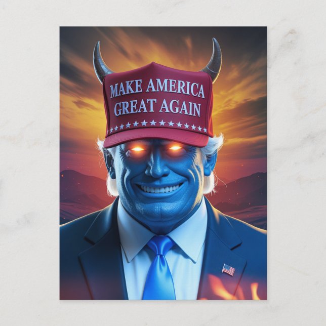 Demon Man in a Red Hat Postcard (Front)