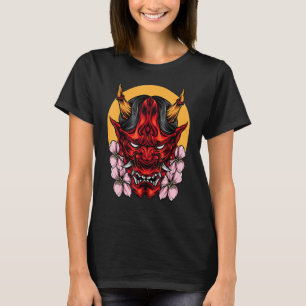 Demon Oni Mask With Sakura T-Shirt