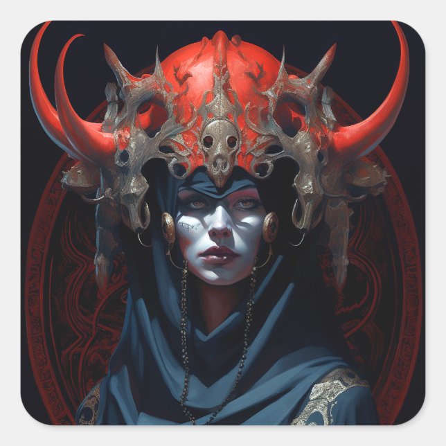 Demon Queen Fantasy Art Square Sticker (Front)