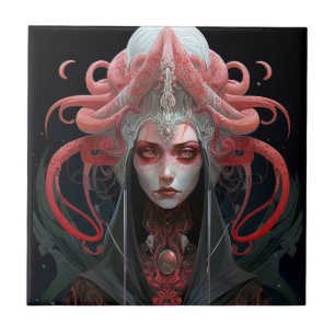 Demon Queen Fantasy Art Tile