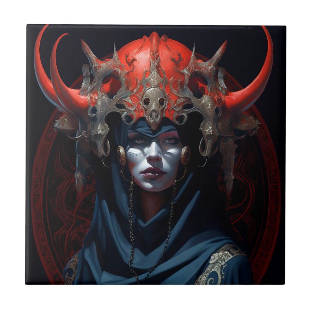 Demon Queen Fantasy Art Tile (Front)