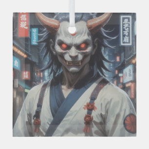 Demon Samurai Glass Ornament
