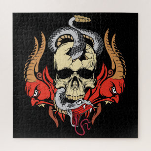Demon Skull and Snakes Jigsaw Puzzle