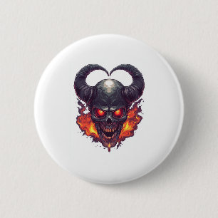 Demon Skull Firestorm 2 Inch Round Button