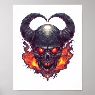Demon Skull Firestorm Poster