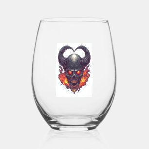 Demon Skull Firestorm Stemless Wine Glass