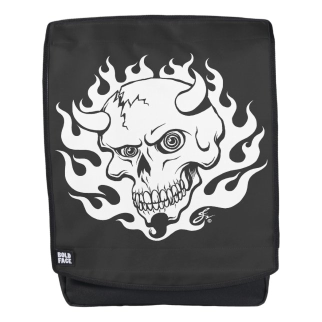 Demon Skull in Flames Backpack (Front)