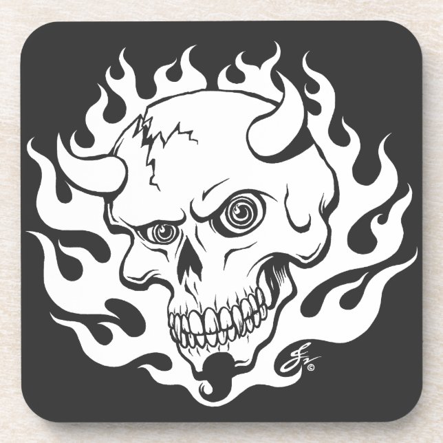 Demon Skull in Flames Coaster (Front)