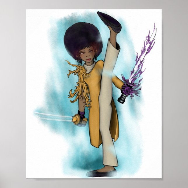 Demon slayer Afro Tia kick glowing red eyes Poster (Front)