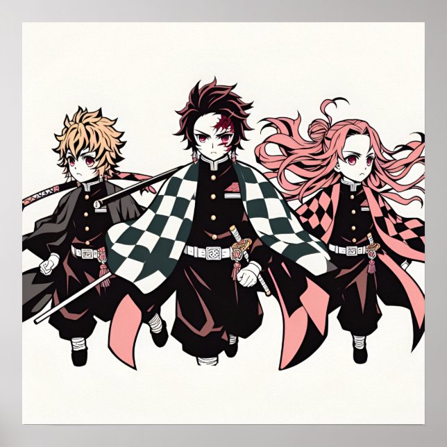 Demon Slayer Tanjiro, Nezuko, Zenitsu Poster (Front)