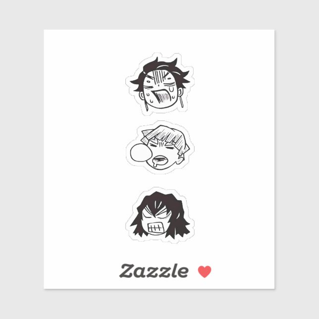 Demon Slayer Trio drôle Custom-Cut Vinyl Sticker (Feuille)