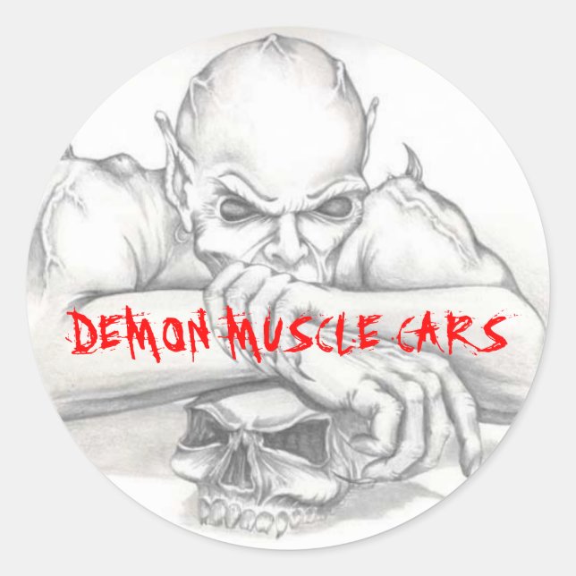 DEMON STICKER, DEMON MUSCLE CARS CLASSIC ROUND STICKER (Front)