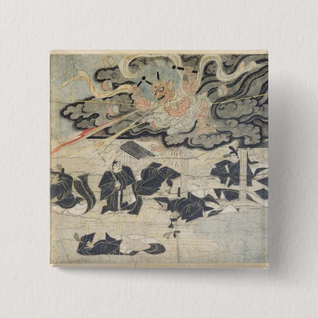 Demon Thunder, Tenjin Shrine, Kamakura Period 2 Inch Square Button (Front)