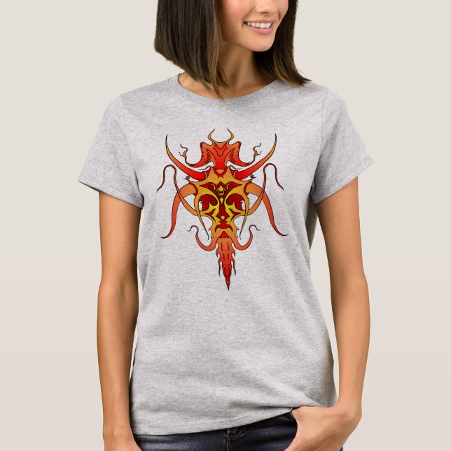 Demon Tribal Tattoo Design T-Shirt (Front)