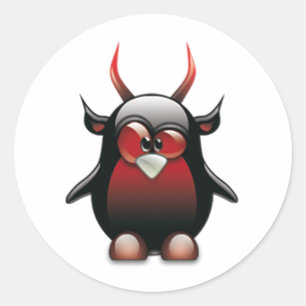 Demon Tux (Linux Tux) Classic Round Sticker