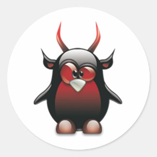 Demon Tux (Linux Tux) Classic Round Sticker