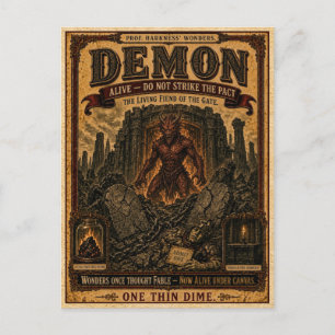 Demon, Vintage Circus Monster Postcard