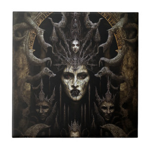 Demon Woman Monster Horror Art Tile