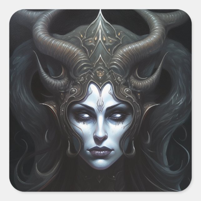 Demon Woman Queen Dark Fantasy Art Square Sticker (Front)
