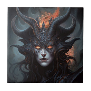 Demon Woman Queen Dark Fantasy Art Tile