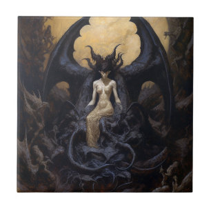Demoness Dark Fantasy Goth Gothic Art Tile