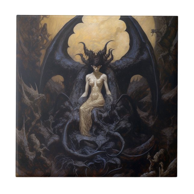Demoness Dark Fantasy Goth Gothic Art Tile (Front)