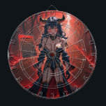 Demoness with Contact at Crossroads, Anime Demon Dartboard<br><div class="desc">The nameless woman stood at the crossroads, a lone figure against the backdrop of a moonlit sky. She was a creature of the night, her eyes glowing with an otherworldly light. In her hand, she held a parchment, its edges shimmering with an eerie glow. It was a contract, a Faustian...</div>