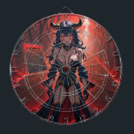 Demoness with Contact at Crossroads, Anime Demon Dartboard<br><div class="desc">The nameless woman stood at the crossroads, a lone figure against the backdrop of a moonlit sky. She was a creature of the night, her eyes glowing with an otherworldly light. In her hand, she held a parchment, its edges shimmering with an eerie glow. It was a contract, a Faustian...</div>