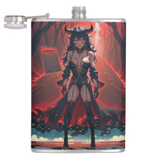 Demoness with Contact at Crossroads, Anime Demon Hip Flask