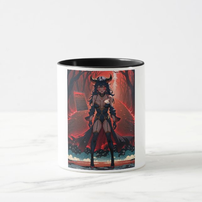 Demoness with Contact at Crossroads, Anime Demon Mug (Center)