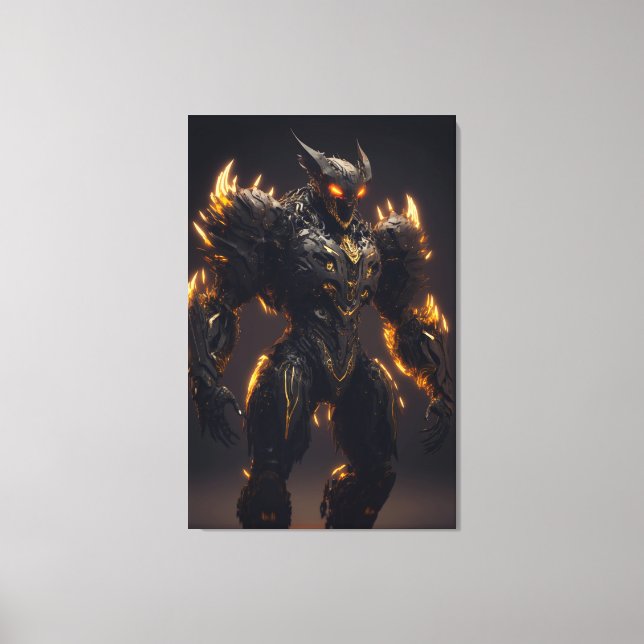 Demonic creature on a black background canvas print (Front)