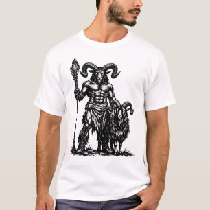 Demonic Guardian Azazel and His Goat Companion T-Shirt