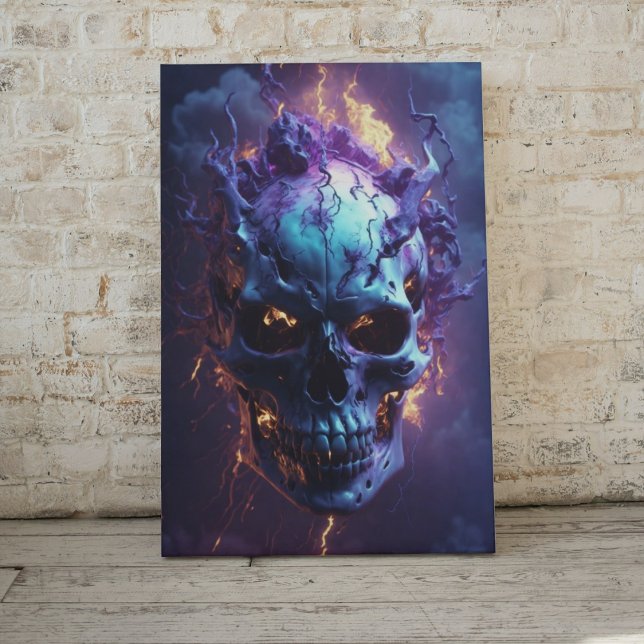 Demonic Skull Burning In Flames Canvas Print (Creator Uploaded)