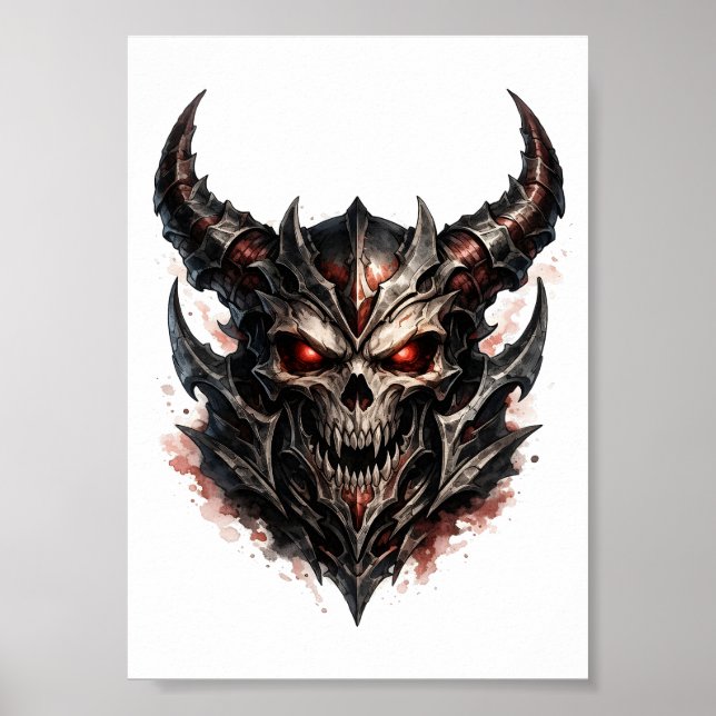 Demonic Skull with Horns Poster (Front)