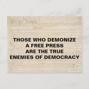 Demonize Press Enemy of Democracy First Amendment Postcard