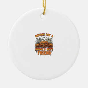 Demons Are Ghouls Friend Pumpkins Mummy Ghost Bats Ceramic Ornament