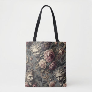 Demons of Delinquency – Gothic Floral Design Tote Bag