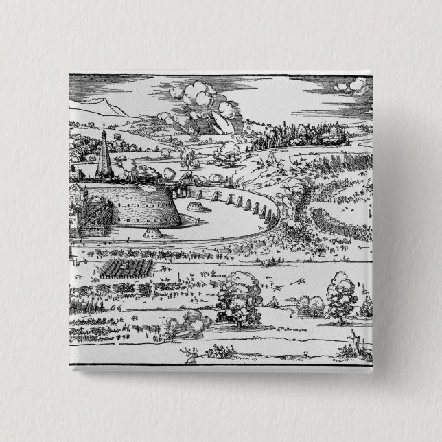 Demonstration of defensive measures 2 inch square button (Front)