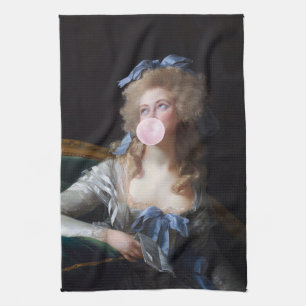 Demure with Pink Bubble Gum Kitchen Towel