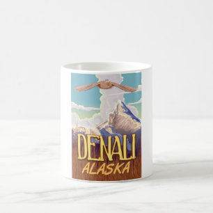 Denali Alaska cartoon vintage travel poster Coffee Mug